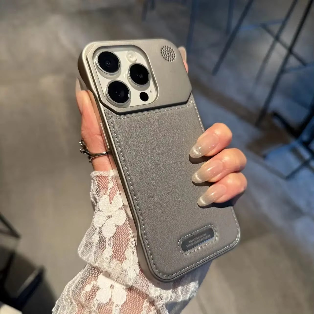 AureShield Premium Leder Hülle — Grau