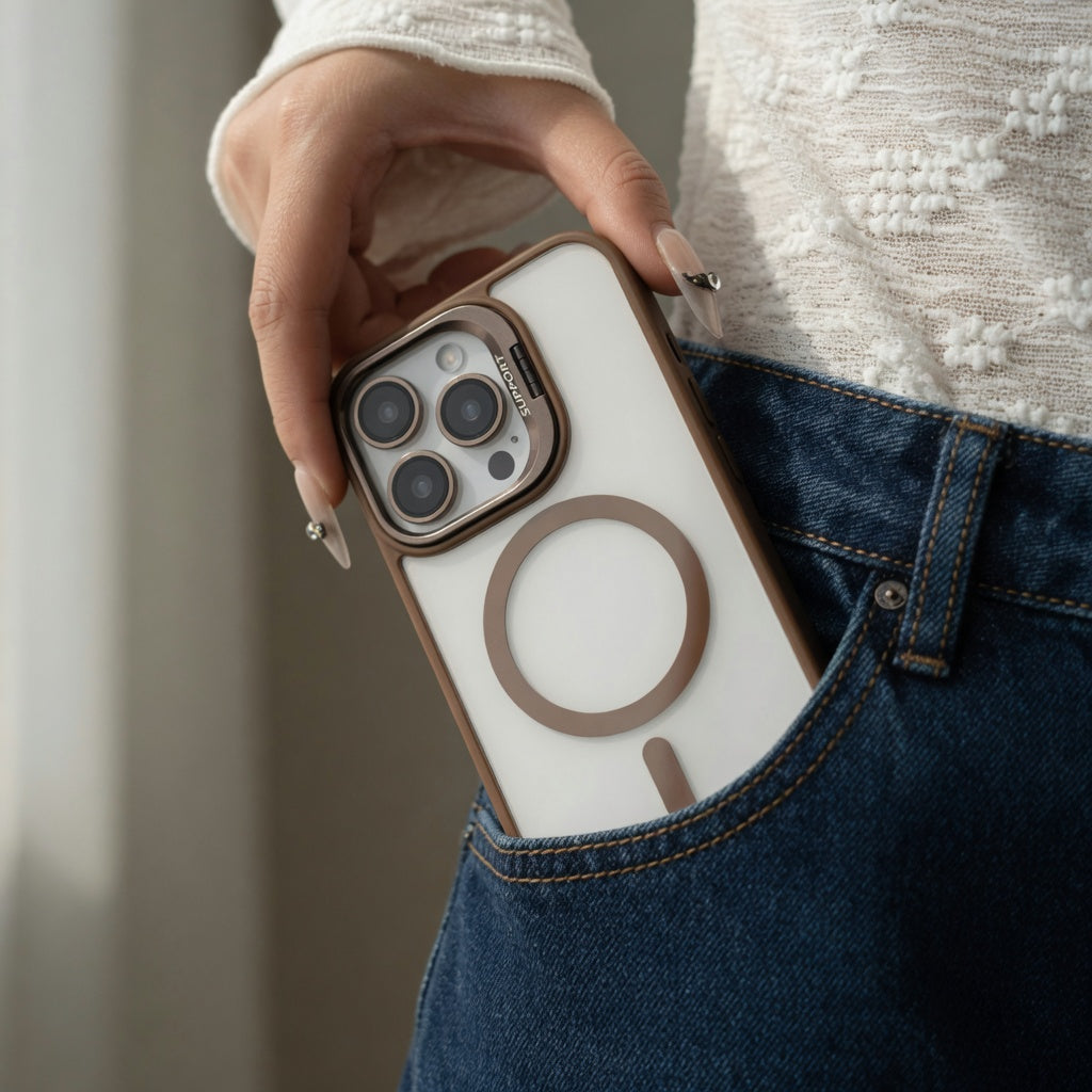 MagSafe Hülle mit Ständer Glas-Look – iPhone