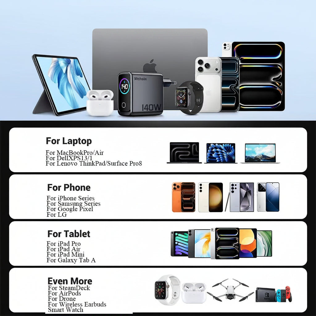 GaN 4-Port Reiseladegerät 140W PD 3.1