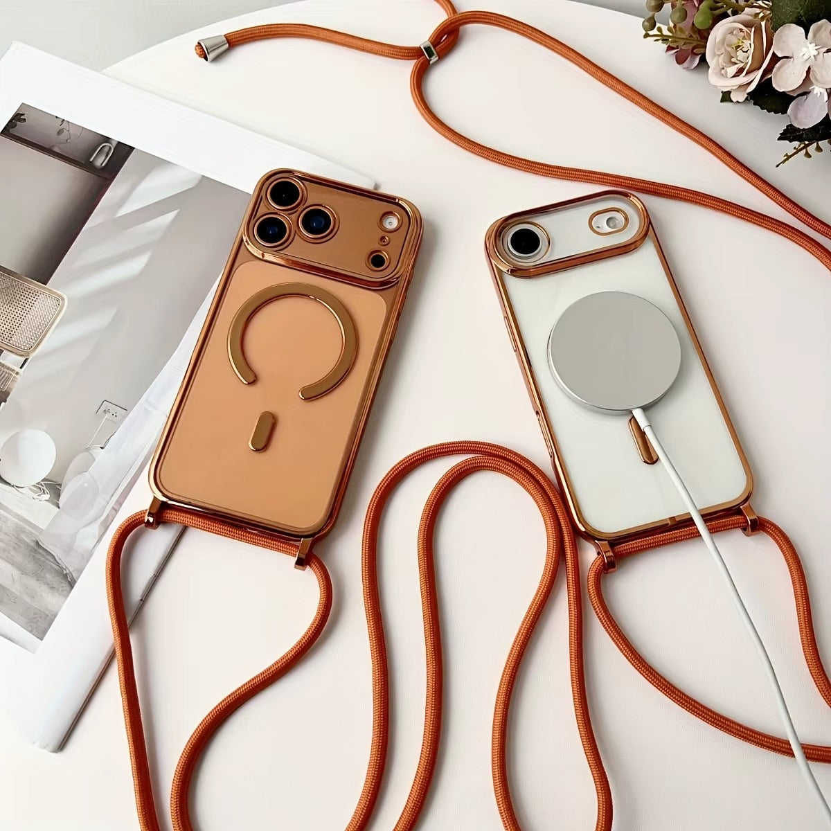 Transparente MagSafe Hülle mit Umhängeband – iPhone