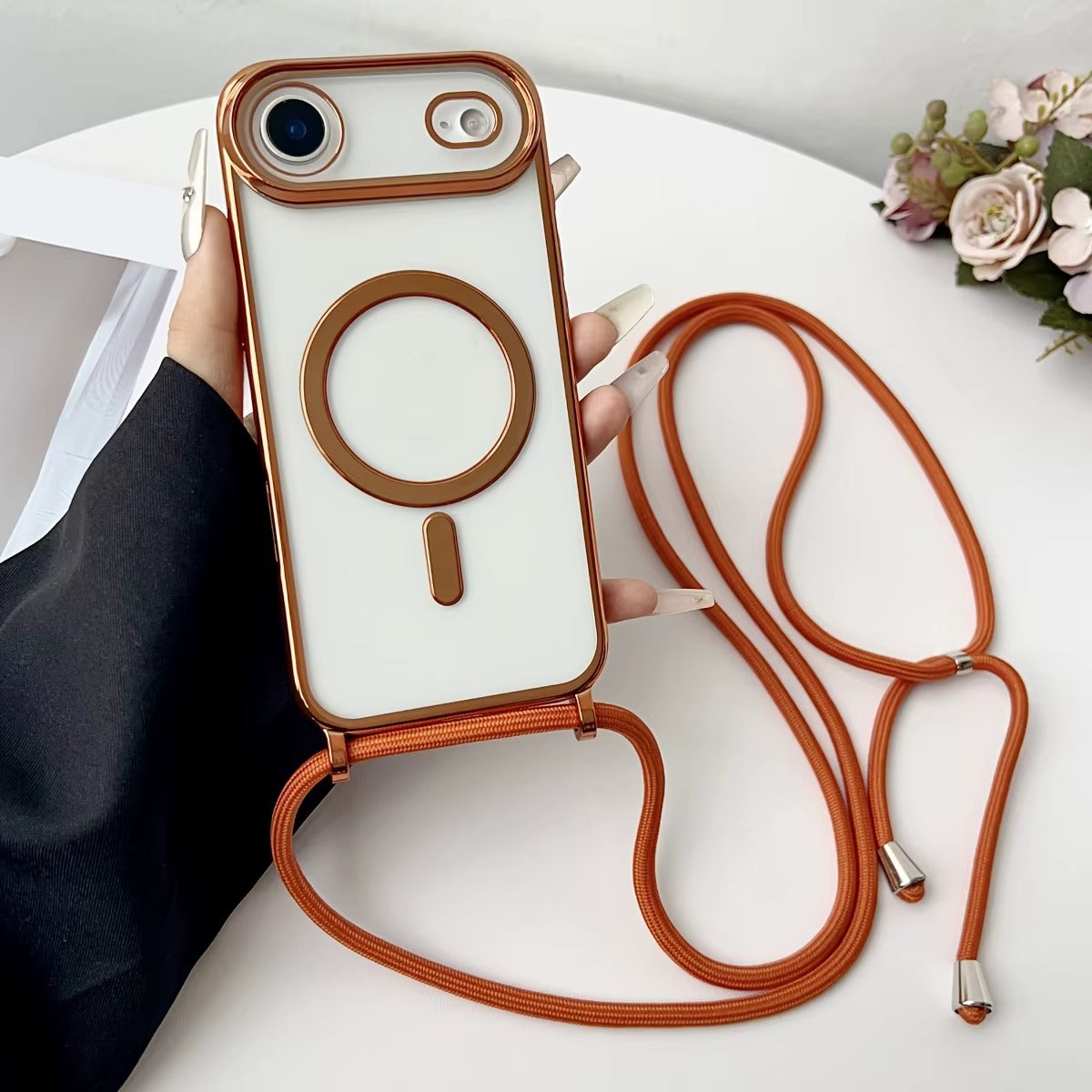 Transparente MagSafe Hülle mit Umhängeband – iPhone