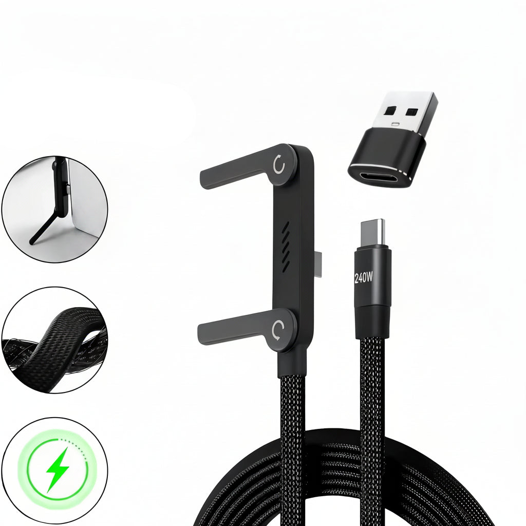 USB-C Faltkabel 240W mit Halter