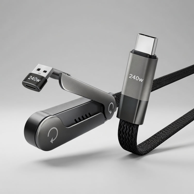 USB-C Faltkabel 240W mit Halter