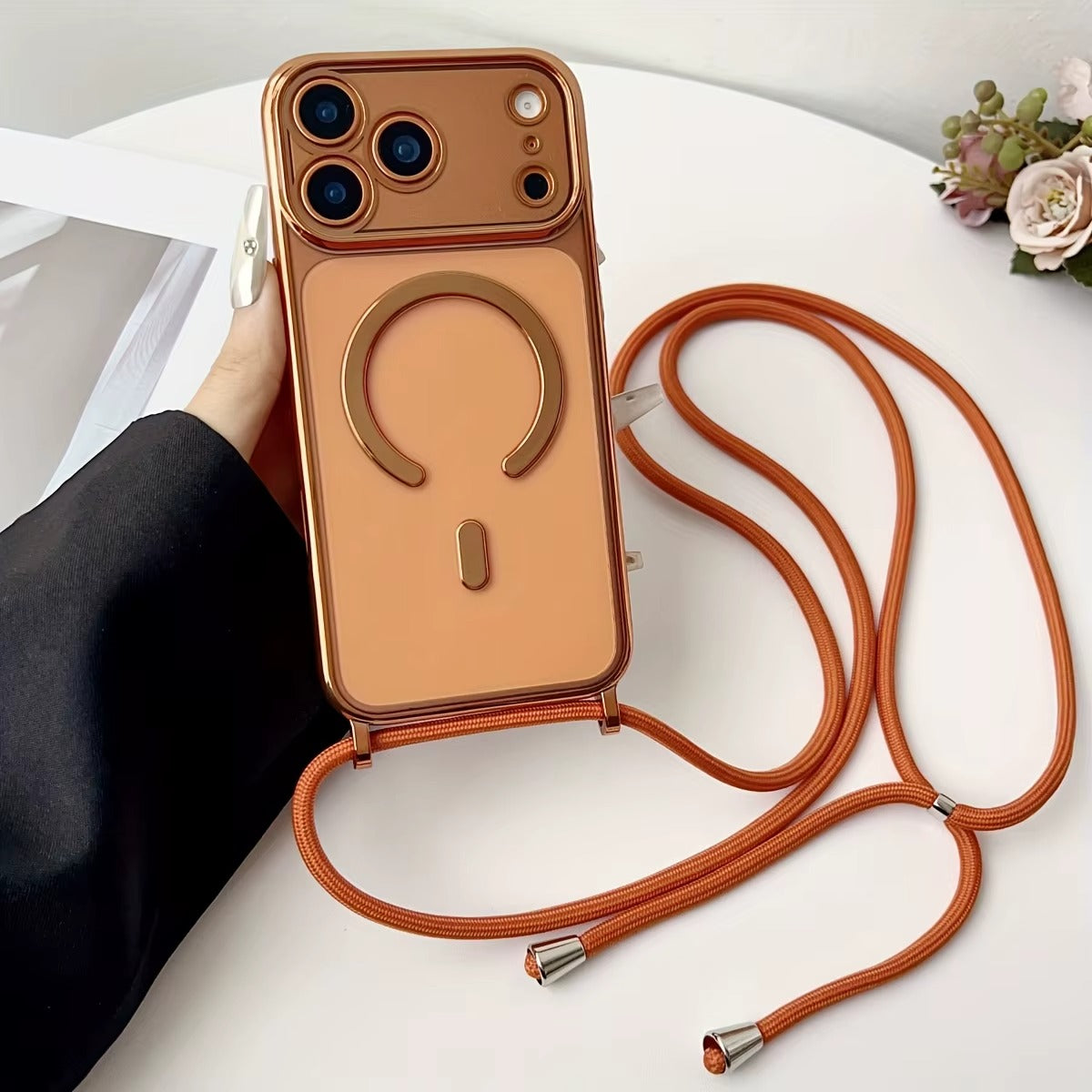 Transparente MagSafe Hülle mit Umhängeband – iPhone