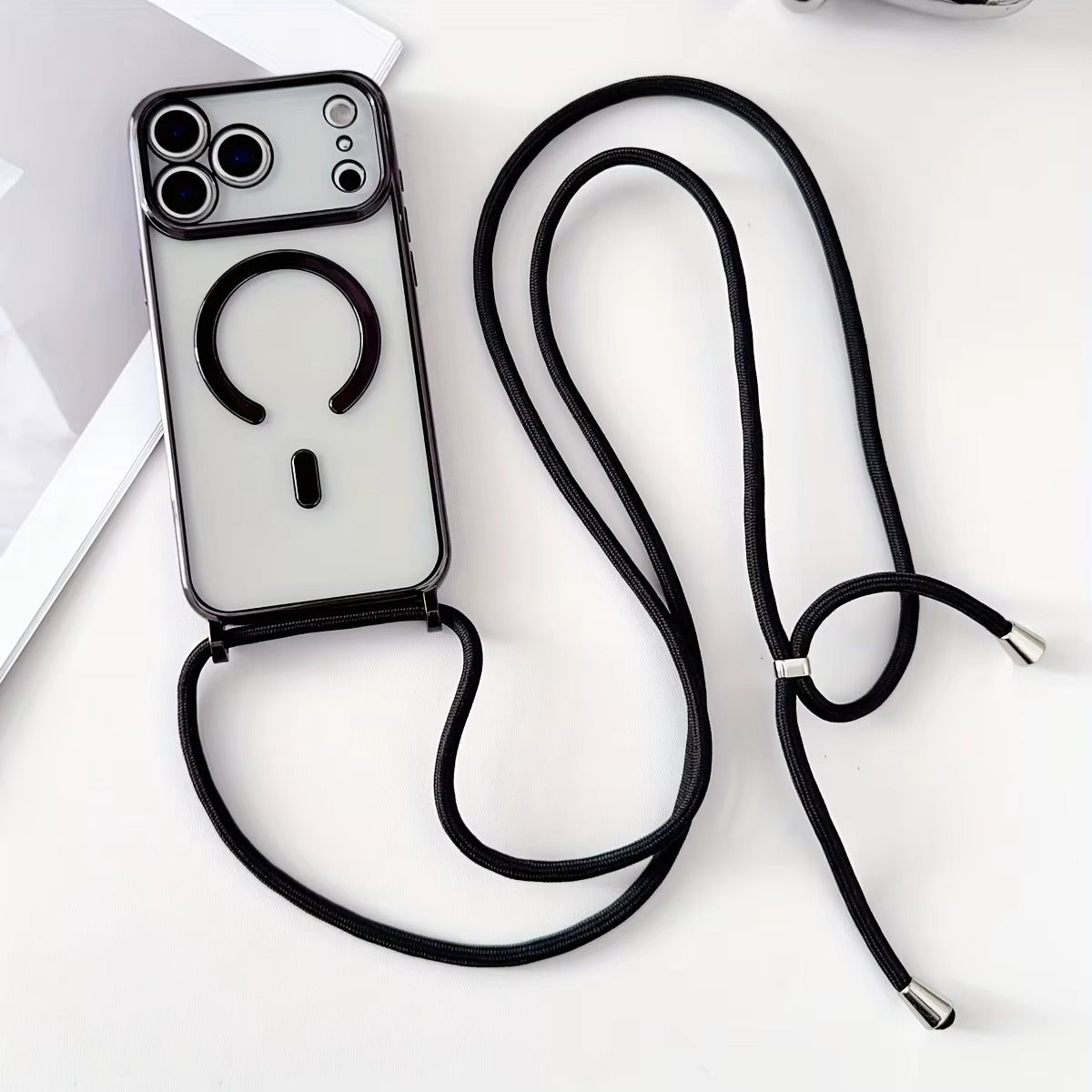 Transparente MagSafe Hülle mit Umhängeband – iPhone